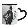 Mug heart black handle, ceramic, 330ml