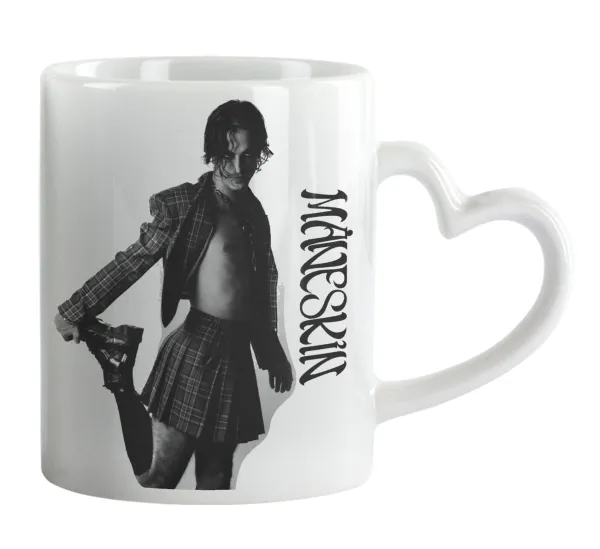 Maneskin Damiano David — Mug heart handle, ceramic, 330ml