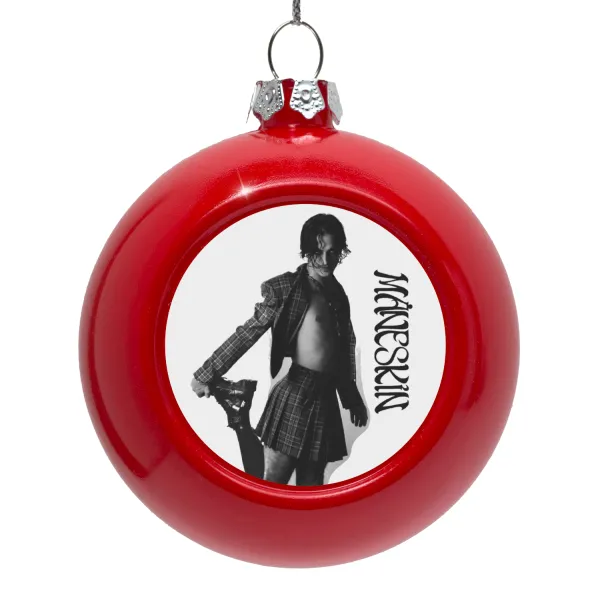 Maneskin Damiano David — Στολίδι Χριστουγεννιάτικη μπάλα δένδρου Κόκκινη 8cm