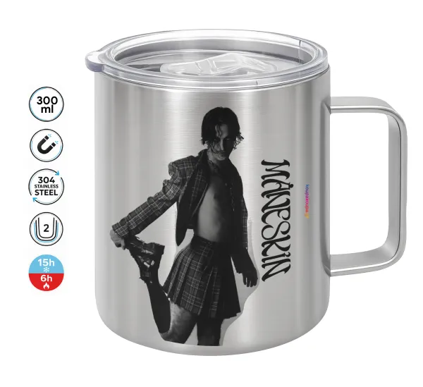 Maneskin Damiano David — Double-walled stainless steel mug 300ml with temperature-retaining lid