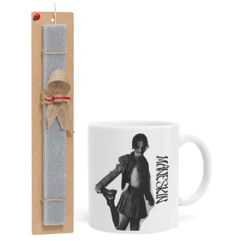 Maneskin Damiano David, Πασχαλινή Λαμπάδα με Κούπα κεραμική (330ml) & κερί αρωματικό πλακέ (30cm) (ΓΚΡΙ)