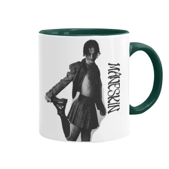 Maneskin Damiano David, Κούπα χρωματιστή πράσινη, κεραμική, 330ml