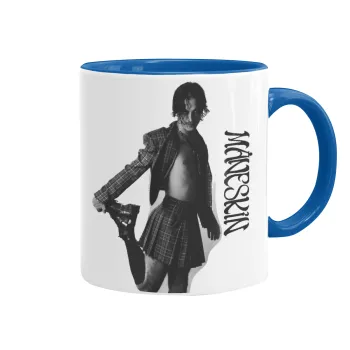 Maneskin Damiano David, Κούπα χρωματιστή μπλε, κεραμική, 330ml