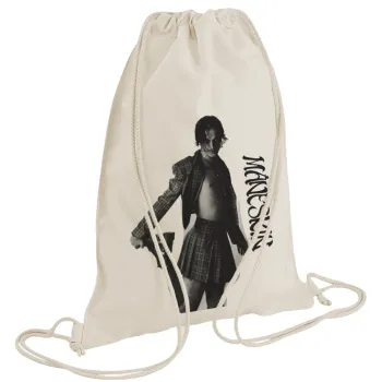 Maneskin Damiano David, Τσάντα πλάτης πουγκί GYMBAG natural (28x40cm)