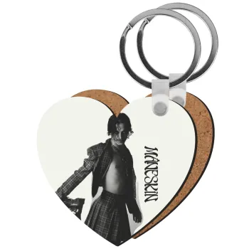 Maneskin Damiano David, Μπρελόκ Ξύλινο καρδιά MDF