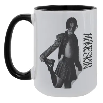 Maneskin Damiano David, Κούπα Mega 15oz, κεραμική Μαύρη, 450ml