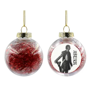 Maneskin Damiano David, Transparent Christmas tree ball ornament with red filling 8cm