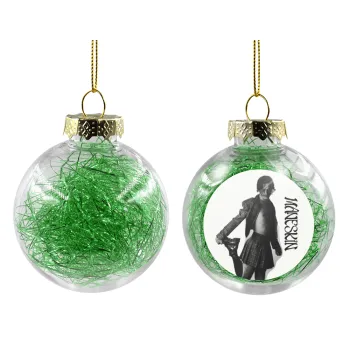 Maneskin Damiano David, Στολίδι Χριστουγεννιάτικη μπάλα δένδρου διάφανη με πράσινο γέμισμα 8cm