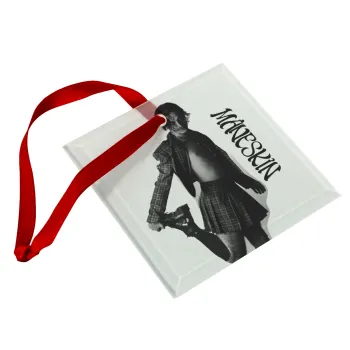 Maneskin Damiano David, Christmas ornament, glass square ornament 9x9cm