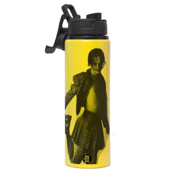 Maneskin Damiano David, Μεταλλικό παγούρι νερού με καπάκι ασφαλείας, αλουμινίου 850ml