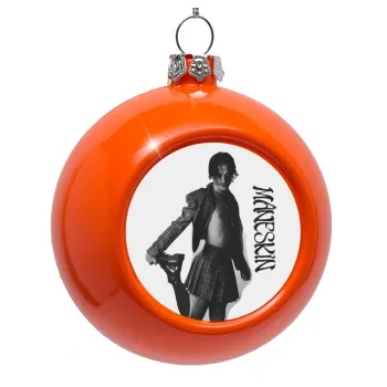 Maneskin Damiano David, Orange Christmas tree ornament bauble 8cm