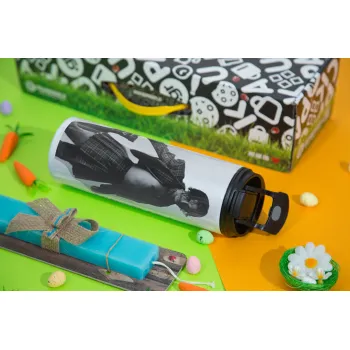 Maneskin Damiano David, Easter candle,Travel Tumbler 2 Lids, with metal straw & cleaning brush & aromatic flat candle (30cm) (BLUE)