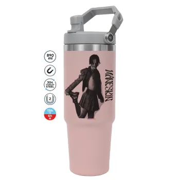 Maneskin Damiano David, Pink color, 890ml (30oz) stainless Steel Tumbler with Handle