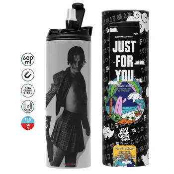 Maneskin Damiano David, Tumbler stainless steel GREY 600ml