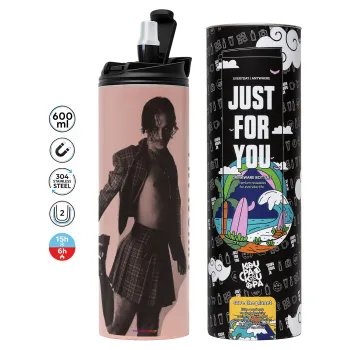 Maneskin Damiano David, Tumbler stainless steel PINK 600ml