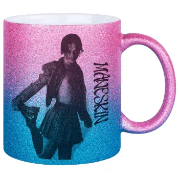 Maneskin Damiano David, Κούπα Χρυσή/Μπλε Glitter, κεραμική, 330ml