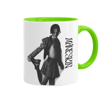 Maneskin Damiano David, Mug colored light green, ceramic, 330ml