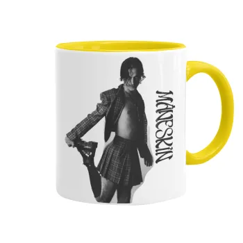 Maneskin Damiano David, Mug colored yellow, ceramic, 330ml