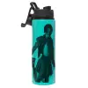 Metallic water bottle with safety lid, 850ml aluminum
