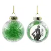Στολίδι Χριστουγεννιάτικη μπάλα δένδρου διάφανη με πράσινο γέμισμα 8cm