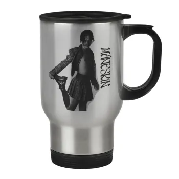 Maneskin Damiano David, Κούπα ταξιδιού ανοξείδωτη με καπάκι, διπλού τοιχώματος (θερμό) 450ml