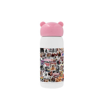 Maneskin stickers, Ροζ ανοξείδωτο παγούρι θερμό (Stainless steel), 320ml