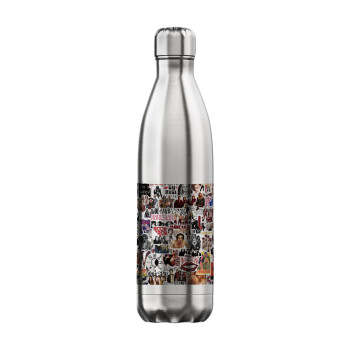 Maneskin stickers, Μεταλλικό παγούρι θερμός Inox (Stainless steel), διπλού τοιχώματος, 750ml