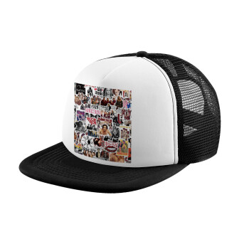Maneskin stickers, Καπέλο Soft Trucker με Δίχτυ Black/White 