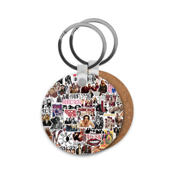 Maneskin stickers, Μπρελόκ Ξύλινο στρογγυλό MDF Φ5cm