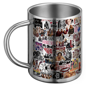 Maneskin stickers, Ανοξείδωτη Μεταλλική Κούπα 450ml - Διπλού Τοιχώματος