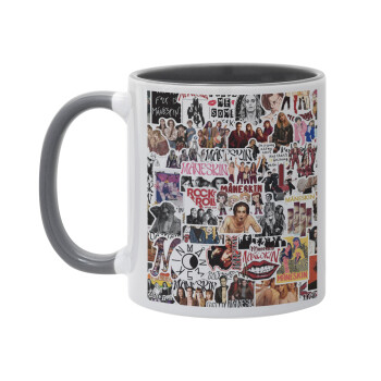 Maneskin stickers, Κούπα χρωματιστή γκρι, κεραμική, 330ml