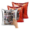 Μαξιλάρι καναπέ Μαγικό Κόκκινο με πούλιες 40x40cm περιέχεται το γέμισμα