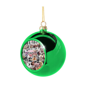 Maneskin stickers, Χριστουγεννιάτικη μπάλα δένδρου Πράσινη 8cm