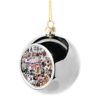 Maneskin stickers, Χριστουγεννιάτικη μπάλα δένδρου Ασημένια 8cm