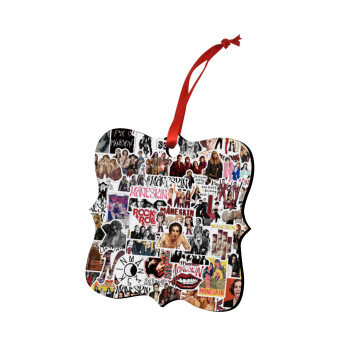 Maneskin stickers, Στολίδι Χριστουγεννιάτικο στολίδι polygon ξύλινο 7.5cm