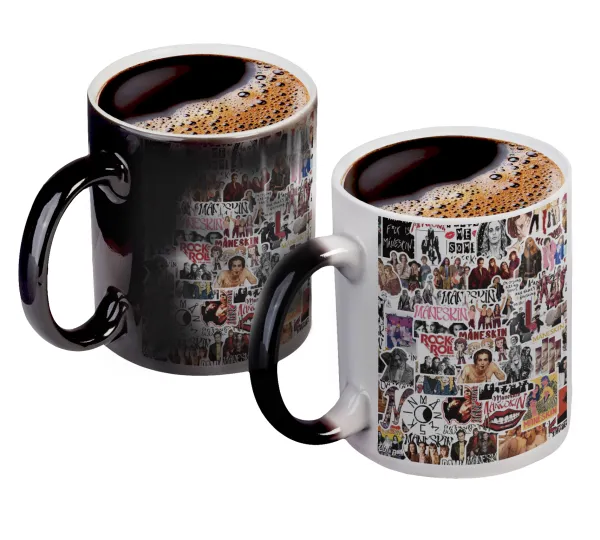 Maneskin stickers — Κούπα Μαγική, κεραμική, 330ml που αλλάζει χρώμα με το ζεστό ρόφημα