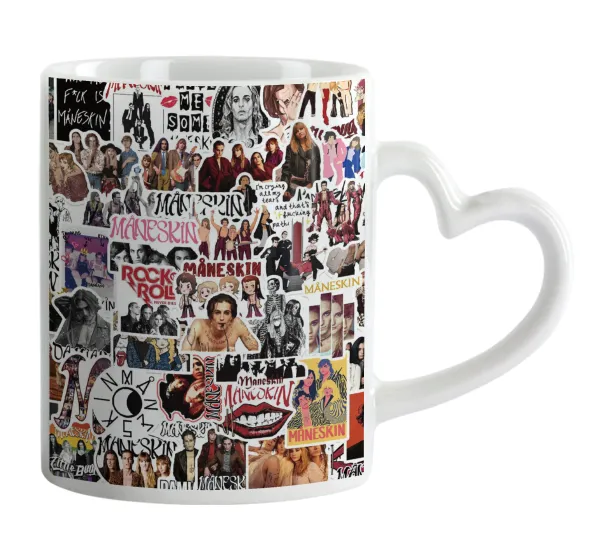 Maneskin stickers — Mug heart handle, ceramic, 330ml