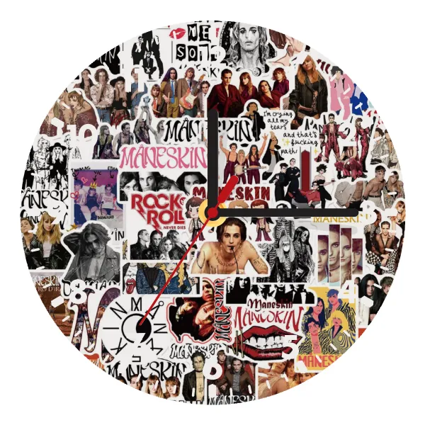 Maneskin stickers — Ρολόι τοίχου ξύλινο (20cm)