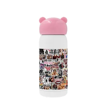 Maneskin stickers, Ροζ ανοξείδωτο παγούρι θερμό (Stainless steel), 320ml