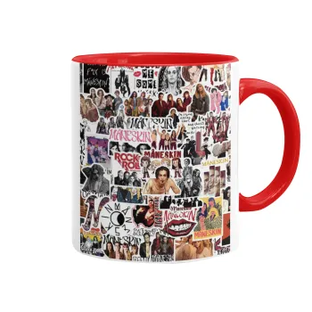 Maneskin stickers, Κούπα χρωματιστή κόκκινη, κεραμική, 330ml