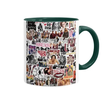 Maneskin stickers, Κούπα χρωματιστή πράσινη, κεραμική, 330ml