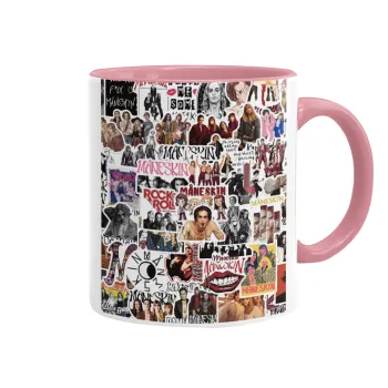 Maneskin stickers, Κούπα χρωματιστή ροζ, κεραμική, 330ml
