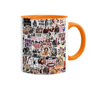 Maneskin stickers, Κούπα χρωματιστή πορτοκαλί, κεραμική, 330ml