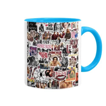 Maneskin stickers, Κούπα χρωματιστή γαλάζια, κεραμική, 330ml