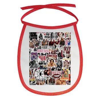 Maneskin stickers, Σαλιάρα μωρού αλέκιαστη με κορδόνι Κόκκινη