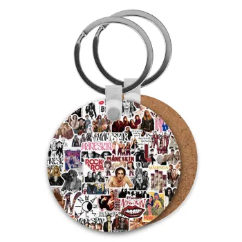 Maneskin stickers, Μπρελόκ Ξύλινο στρογγυλό MDF Φ5cm