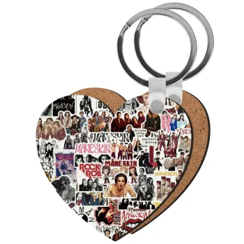 Maneskin stickers, Μπρελόκ Ξύλινο καρδιά MDF