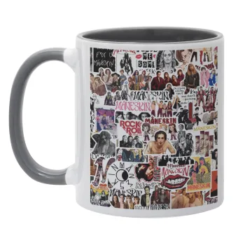 Maneskin stickers, Κούπα χρωματιστή γκρι, κεραμική, 330ml