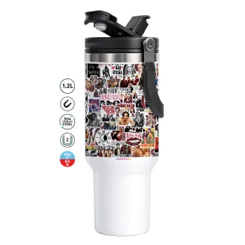 Maneskin stickers, Mega Stainless steel Tumbler with lid, double wall 1,2L