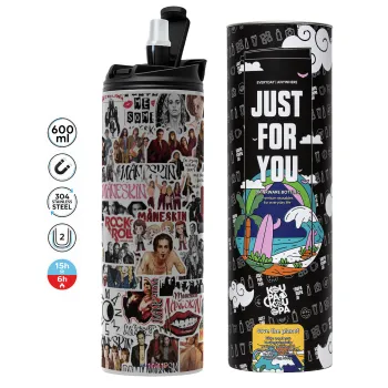 Maneskin stickers, Tumbler stainless steel GREY 600ml